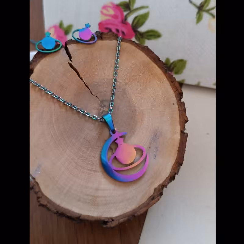 نیم ست هولوگرامی رنگ ثابت طرح کهکشان (کد123)