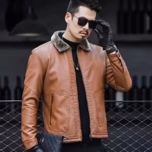 کاپشن چرم بوفالو داخل پشمی