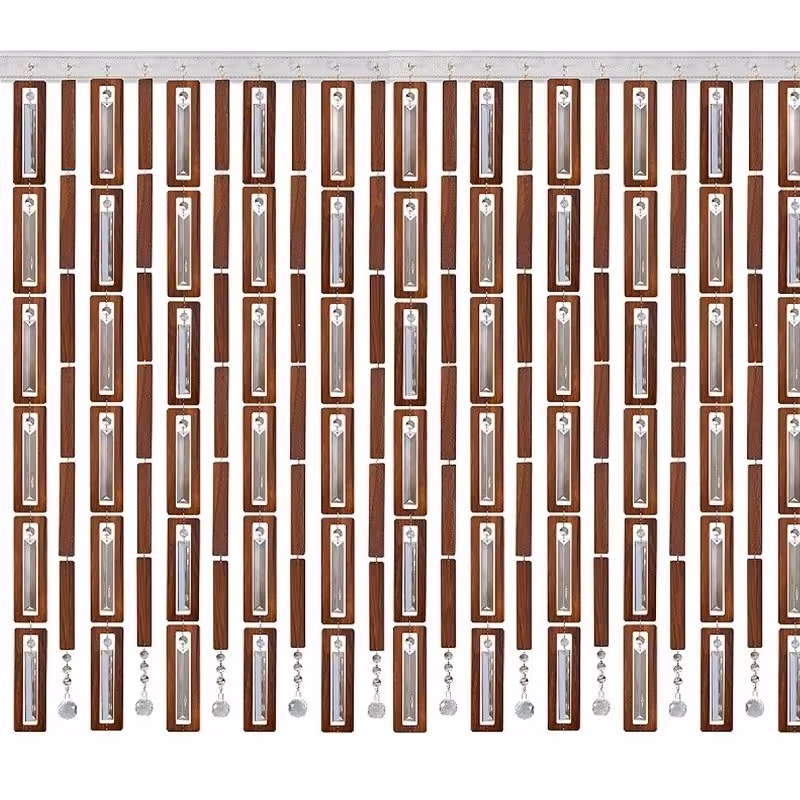 پرده آویز ترکیبی چوب و کریستال مدل آریا عرض150 ارتفاع 50 سانتیمتر(قهوه ای)