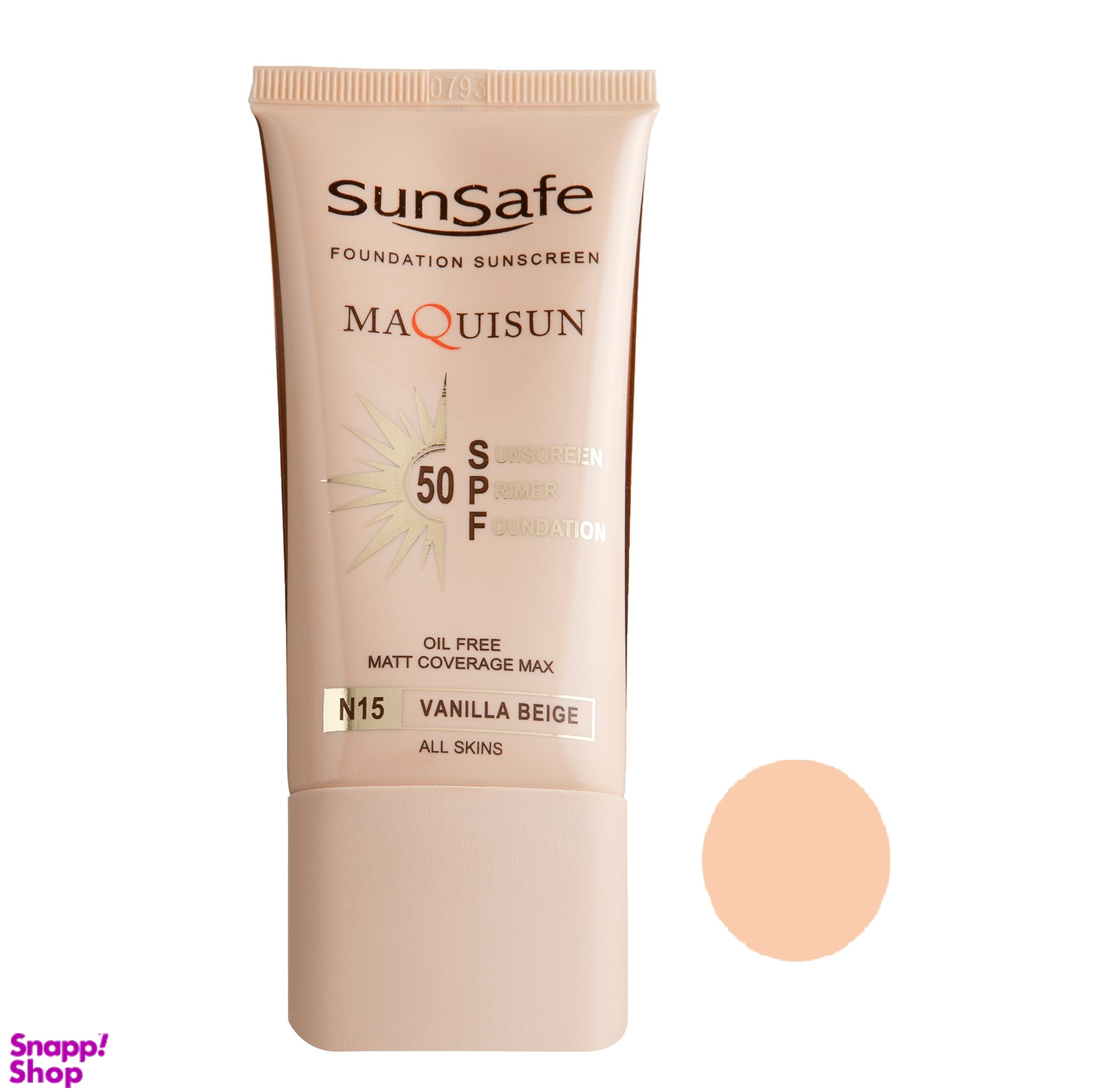 کرم ضد آفتاب رنگی سان سیف فاقد چربی با spf50 رنگ بژ وانیلی حجم 40 میلی لیتر
