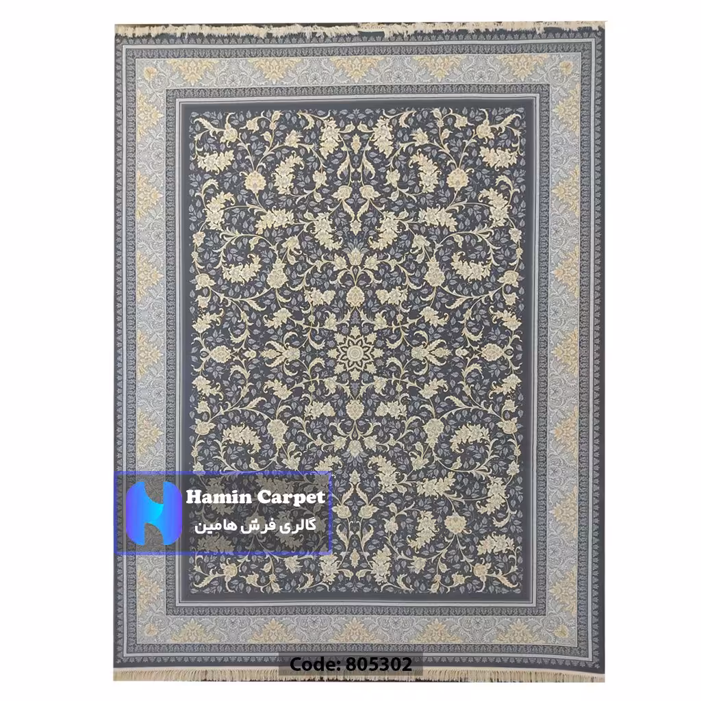 فرش 6 متری 700شانه تراکم 2550 نخ آکلریک رنگ زمینه متالیک کد AR805302