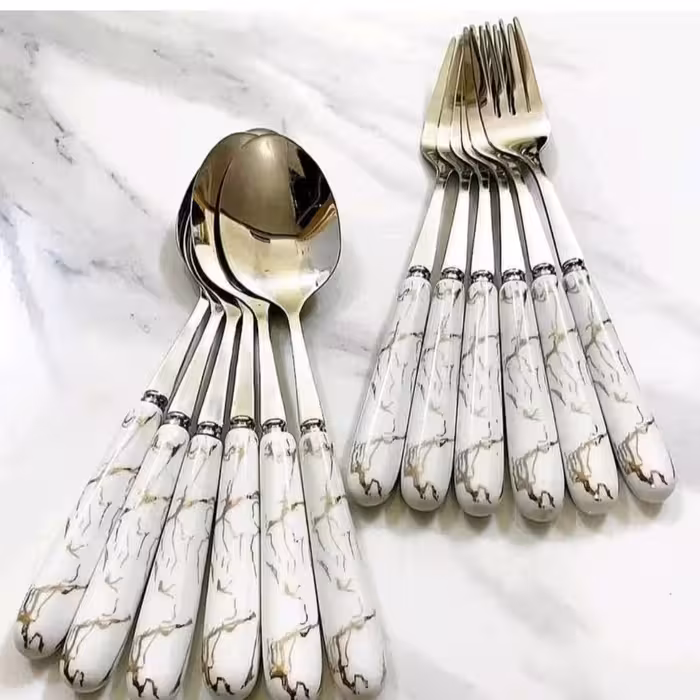 قاشق و چنگال سرامیکی طرح ماربل کیفیت عالی