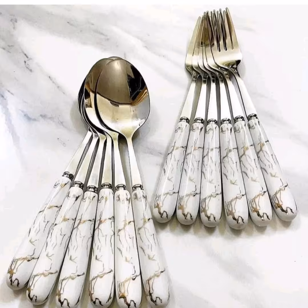قاشق و چنگال سرامیکی طرح ماربل کیفیت عالی