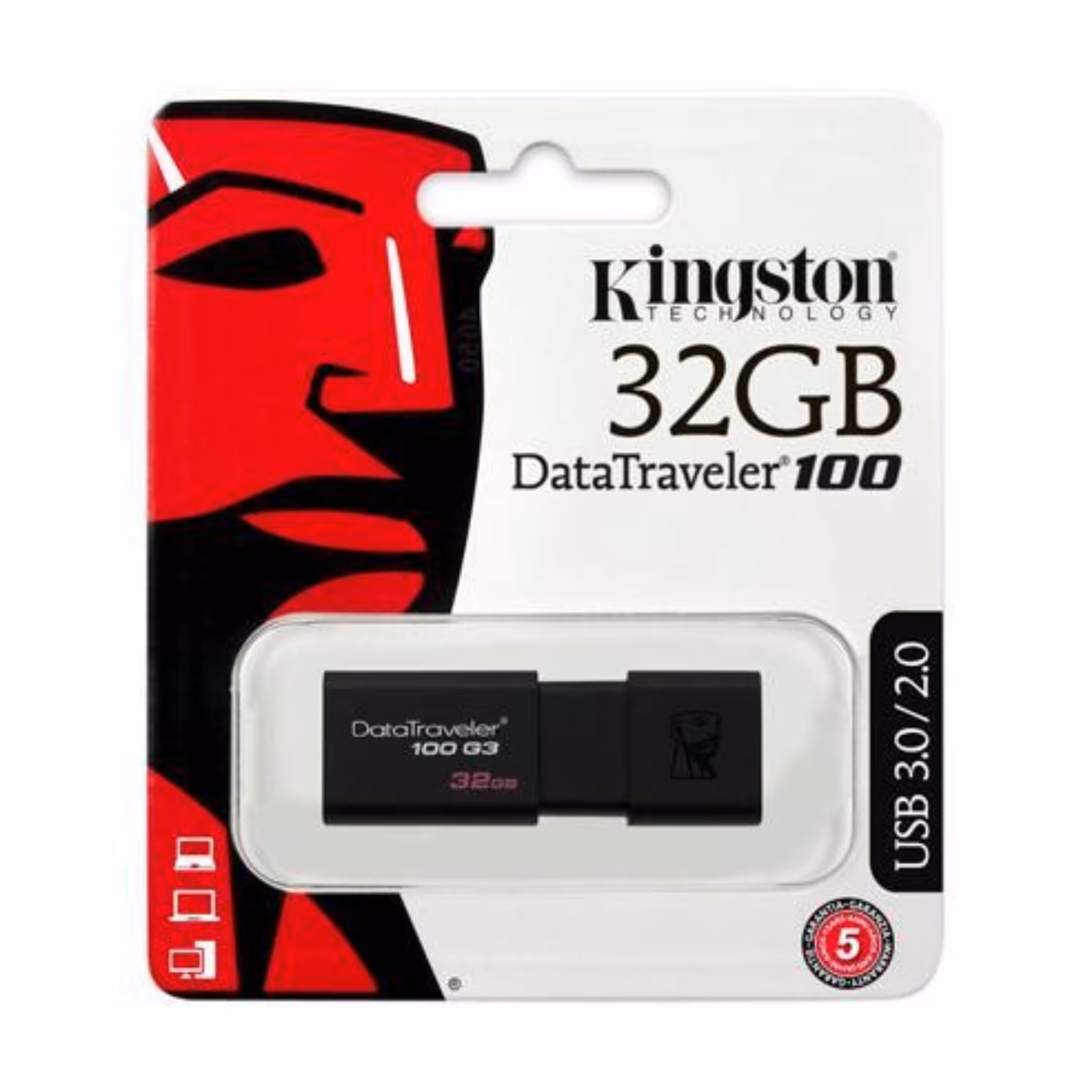 فلش 32GB Kingston DT100 G3 با گارانتی 36 ماهه