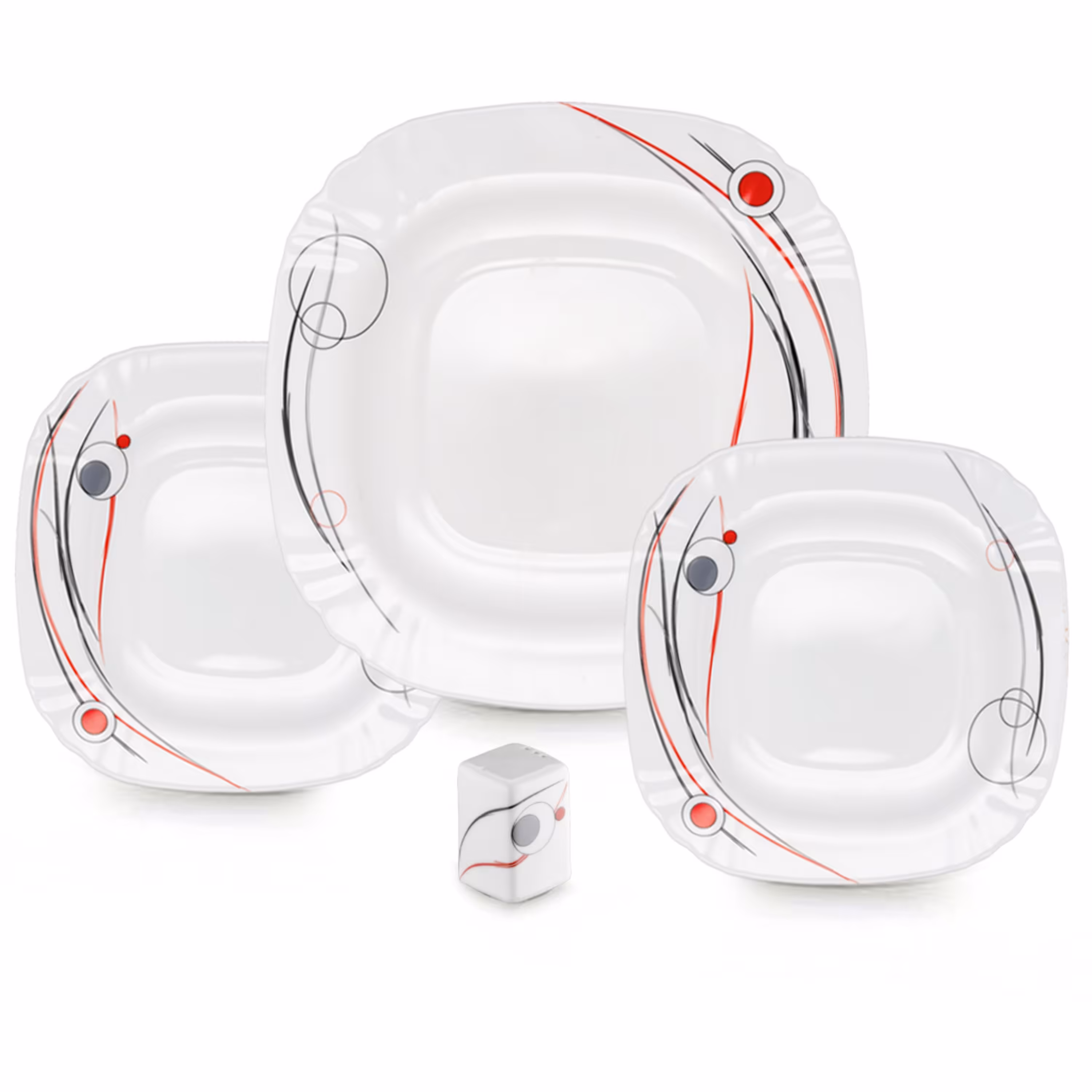 ست خیار خوری 9 پارچه طرح ملینا قرمز مربع