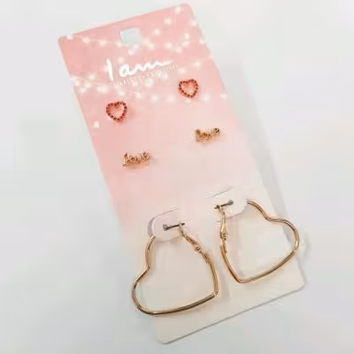 پک سه جفتی گوشواره قلبی ، کیفیت فوق العاده عالی و بسیار زیبا