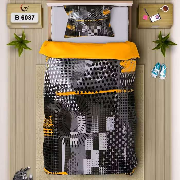 روتختی تک نفره طرح اسپرت جنس میکرو درجه یک رنگ طوسی مشکی کد B6037