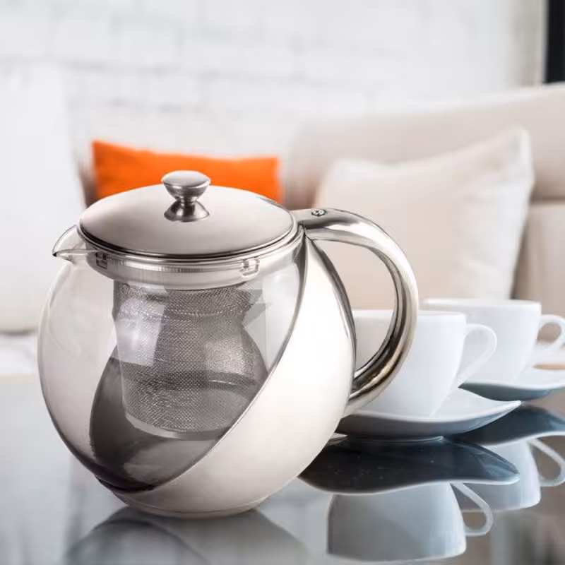 قوری پیرکس و استیل 1100 میلی لیتر وارداتی طرح تپل