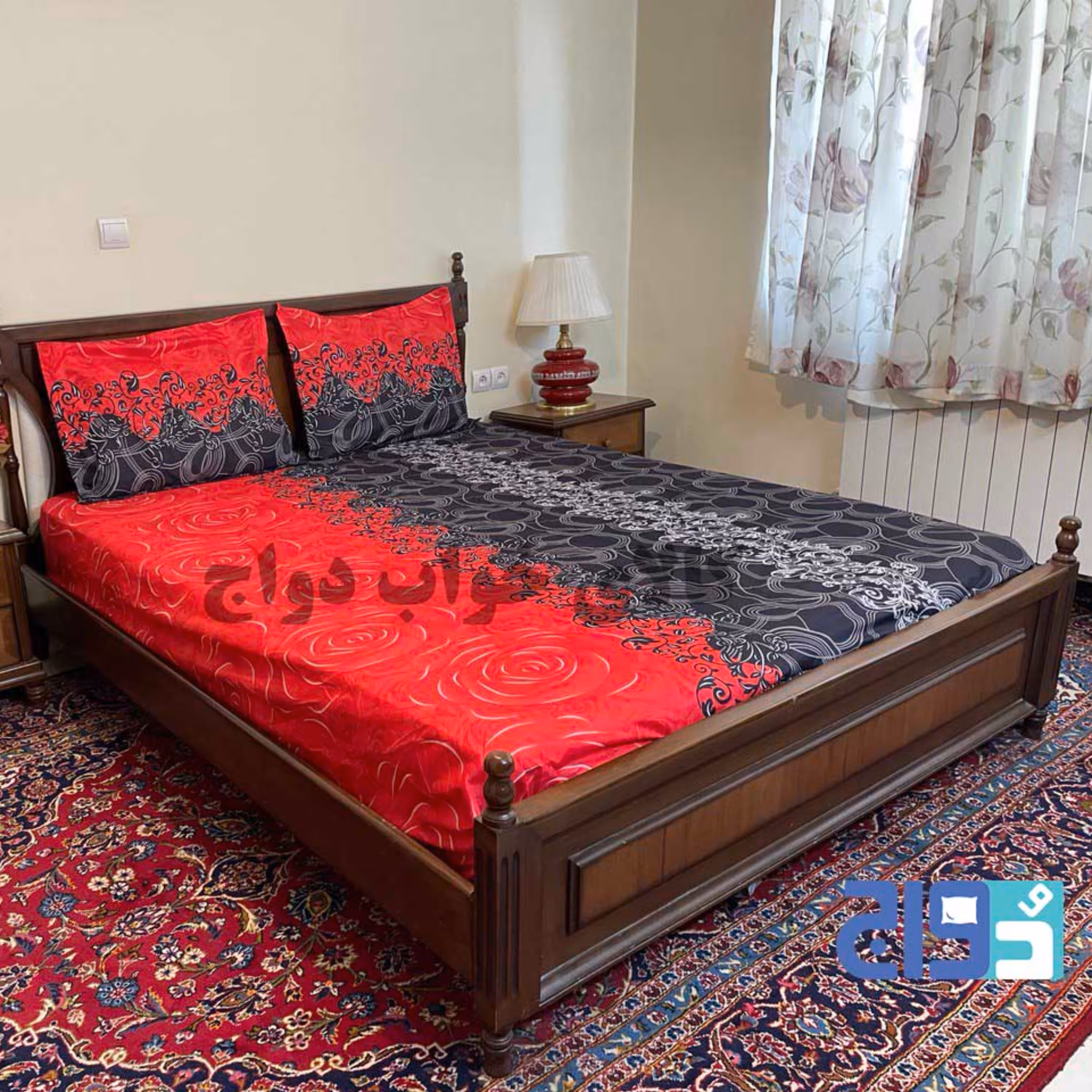 روتختی کشدار تخت دونفره عرض160 طرح ترک مدل گل رز (همراه تست یکماهه)