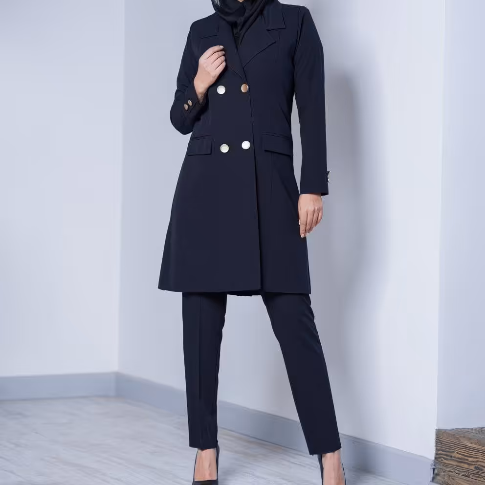 مانتو زنانه مانتو بلند ست مانتو و شلوار اداری 