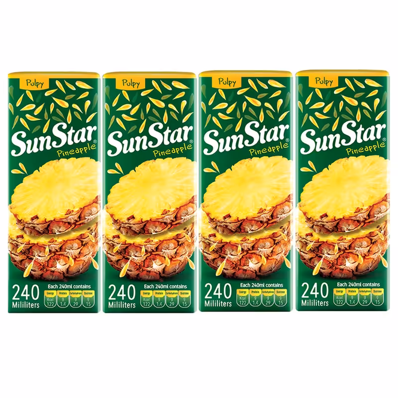 آبمیوه آناناس سان استار - حجم 240 میلی لیتر بسته 4 عددی