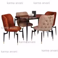 میز ناهارخوری 8نفره استیل مدل ایفل 01 رنگ کرم آجری برند کارما ارسال راااااااااااایگان 