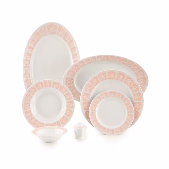 سرویس چینی زرین 6 نفره غذاخوری آرتمیس صورتی (29 پارچه)