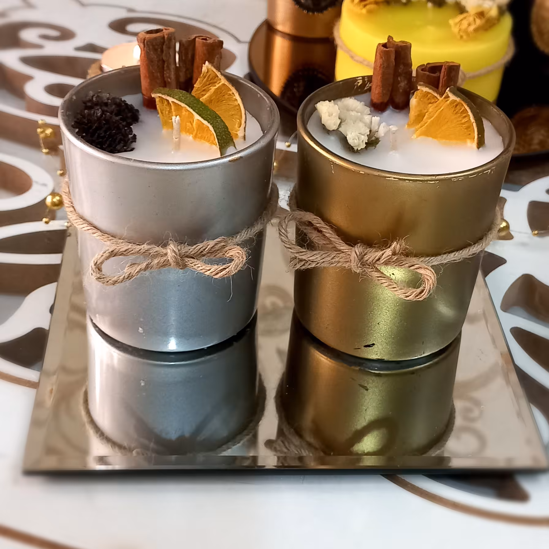 شمع لیوانی دارچین پرتقال