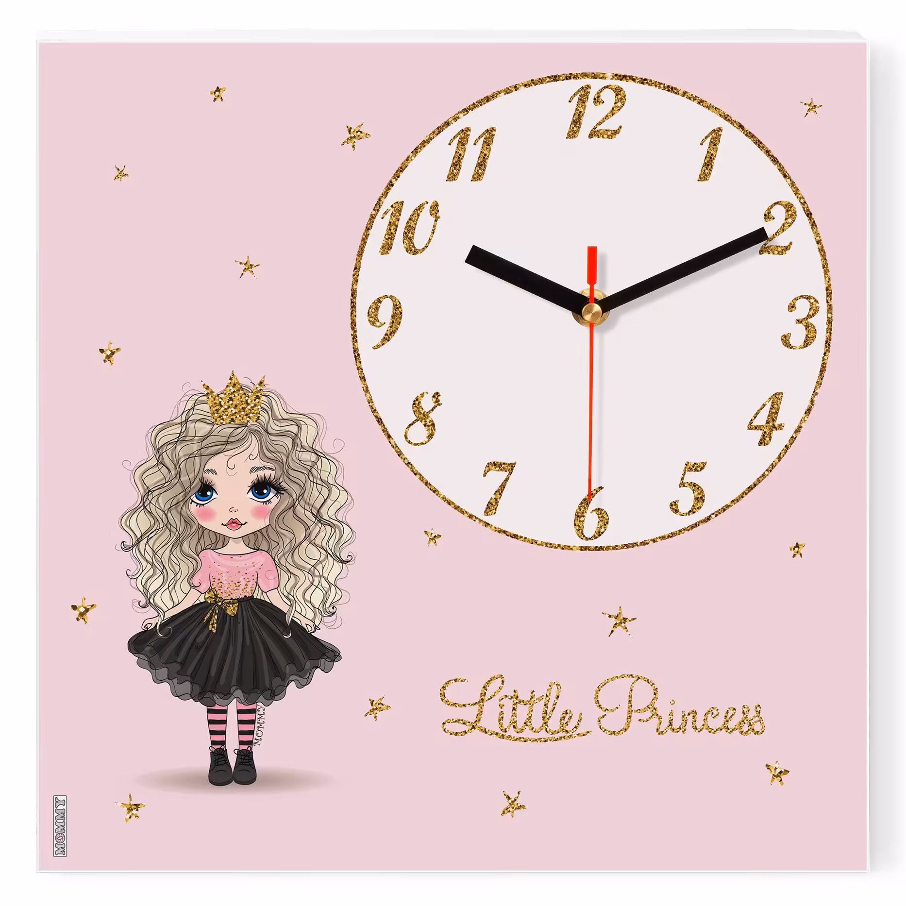 ساعت دیواری کودک MOMMY طرح دختر موفرفری کد 2186
