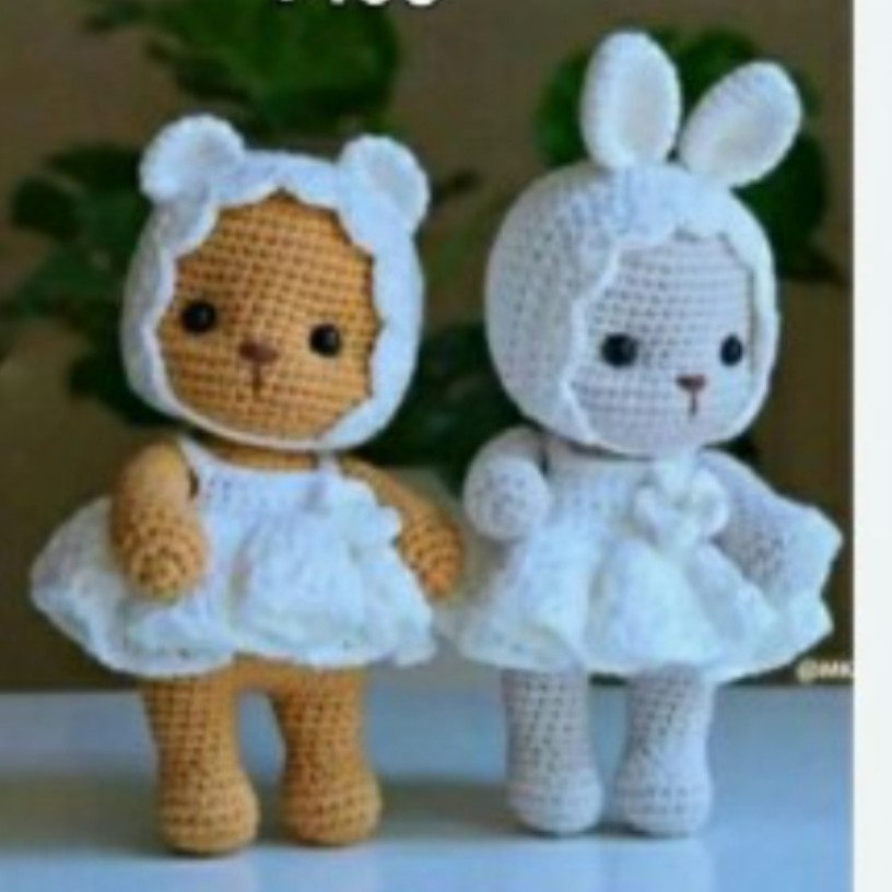 عروسک بافتنی تدی وبونی دونه ای169تومن 14سانتی بافت بارنگ دلخواه شما