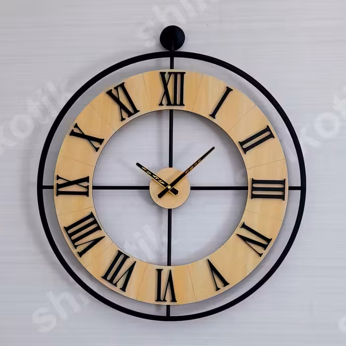 ساعت دیواری تمام فلزی  و  چوبی