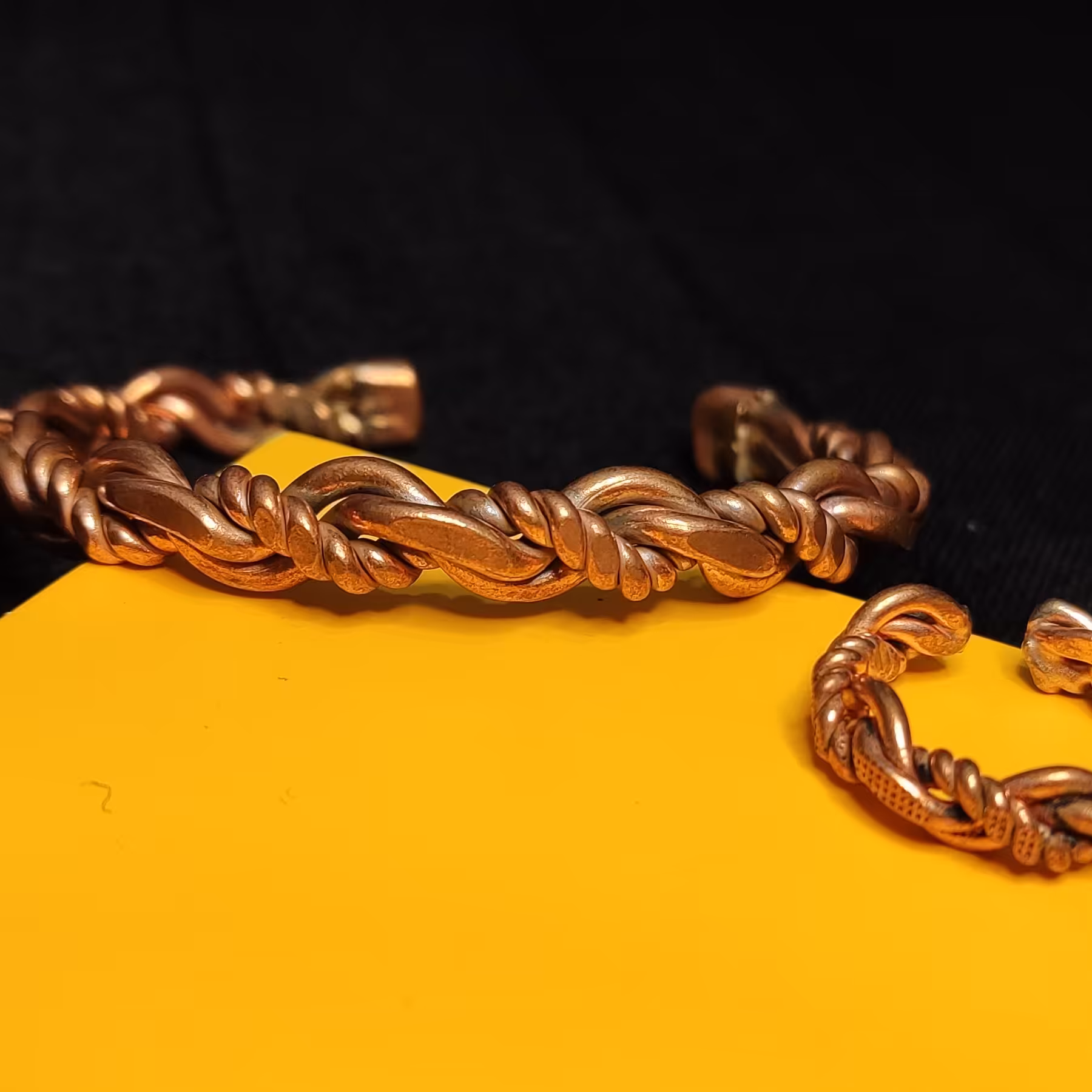 ست دستبند و انگشتر مسی  بافت اسپرت کد4