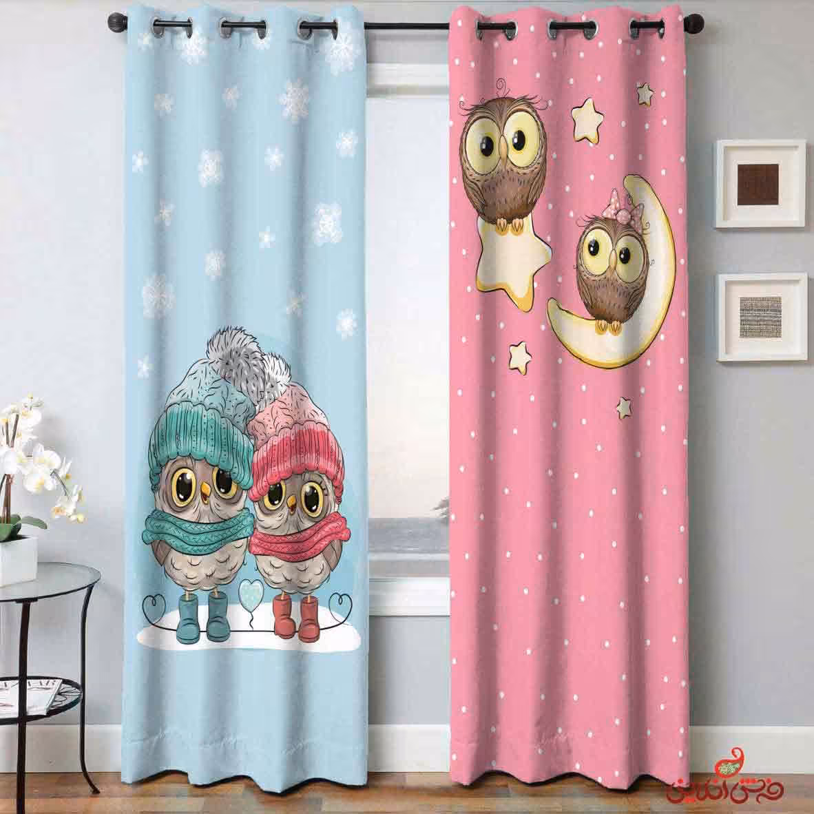 پرده 2عددی کودک طرح جغدها کد 2025