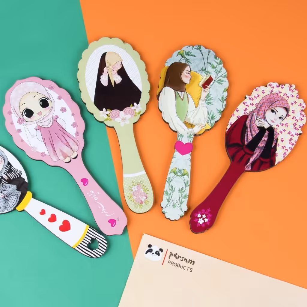 آیینه دسته دار طرح دختر باحجاب