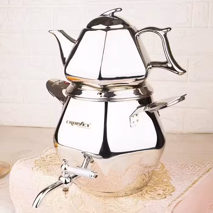 ست کتری قوری کروپ ست مدل الماس سیلور کد 607