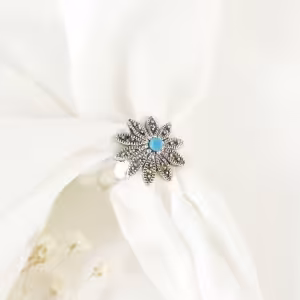 انگشتر نقره زنانه با نگین طرح فیروزه کد:2614