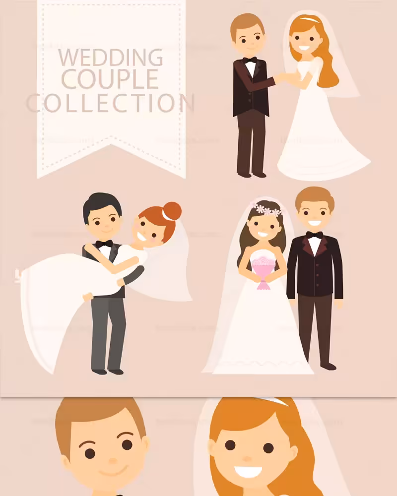 وکتور فلت عروس و داماد | گرافیک با طعم تربچه
