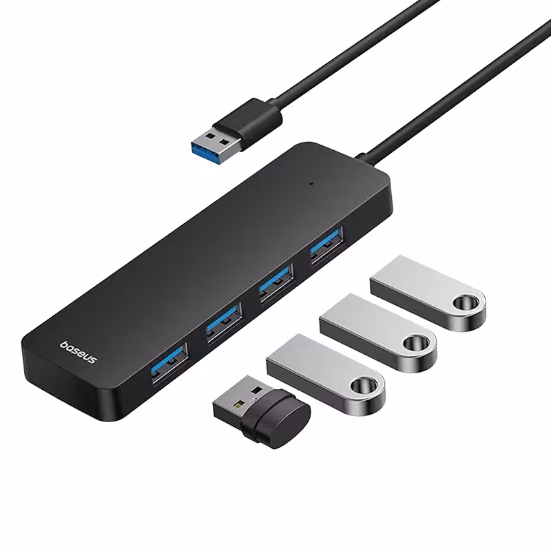 هاب چهار پورت باسئوس مدل Baseus UltraJoy Series 4-Port  HUB Lite 15cm - A-to-A3.0*4 B0005280B111-00