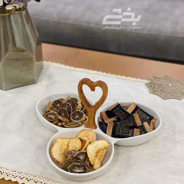 اردو 3خانه گرد دسته چوبی چینی سفید