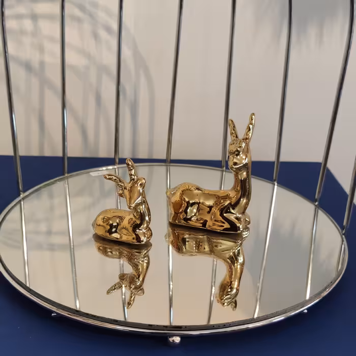 مجسمه گوزن دو قلو سرامیکی.آبکاری فورتیک