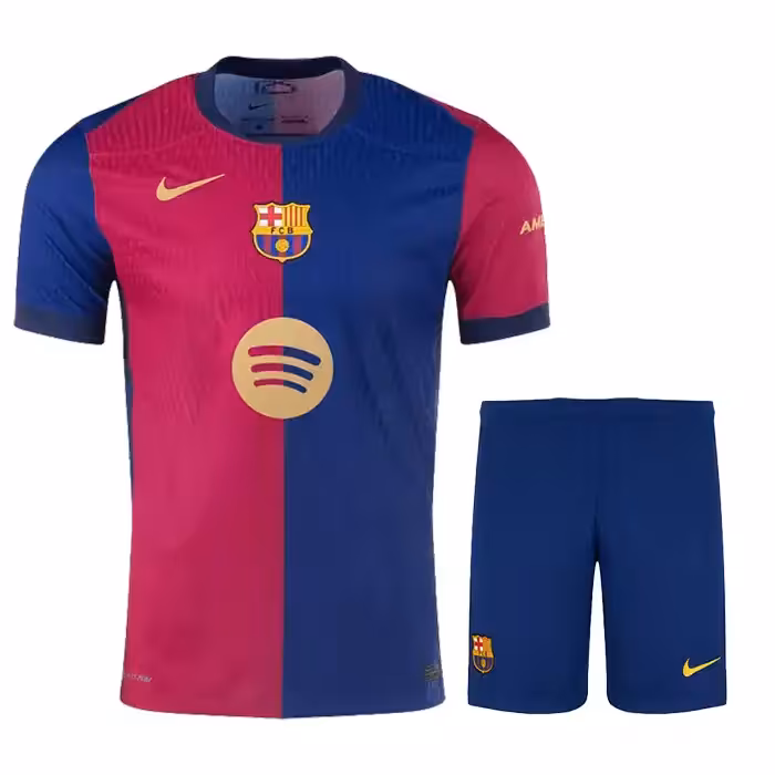 کیت اول بارسلونا 2025 ست پیراهن و شورت با لوگوی دوختی و تایلندی