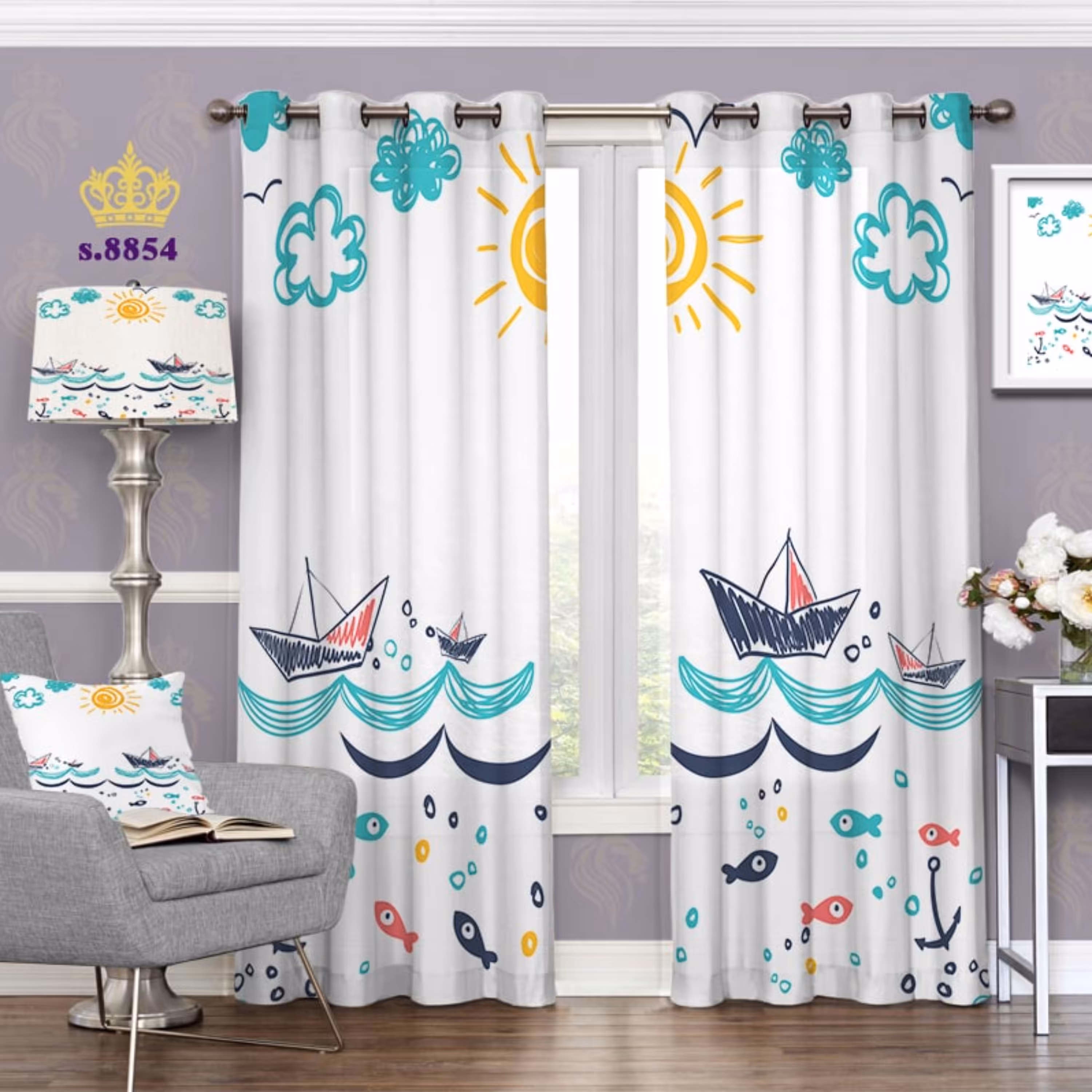 پرده اتاق کودک - نقاشی کودکانه -کد 8854