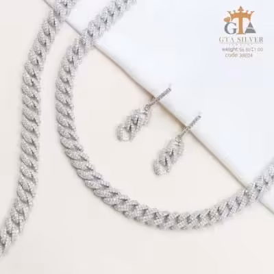 سرویس کارتیر نقره تمام نگین مشابه جواهر با روکش طلا عیار 925 کد 38024