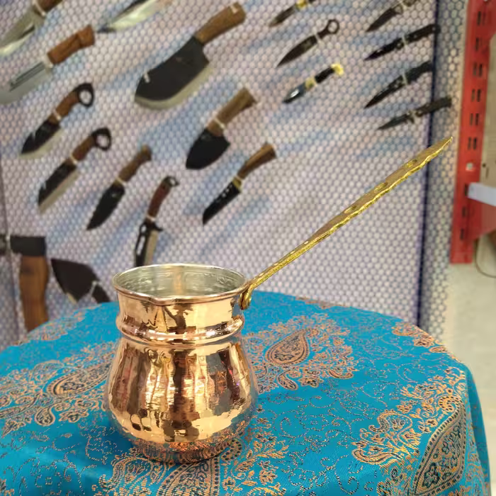 قهوه جوش مسی دسته برنجی سایز2