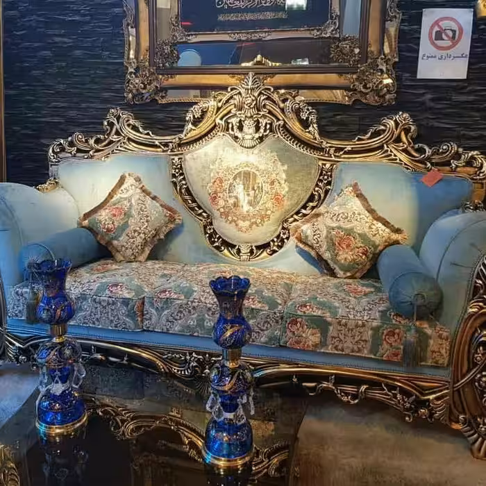 مبل استیل مدل مسیحا نشیمن7نفره و 9نفره ترکیب رنگ بندی چوب و پارچه به سلیقه مشتری انجام میشود 