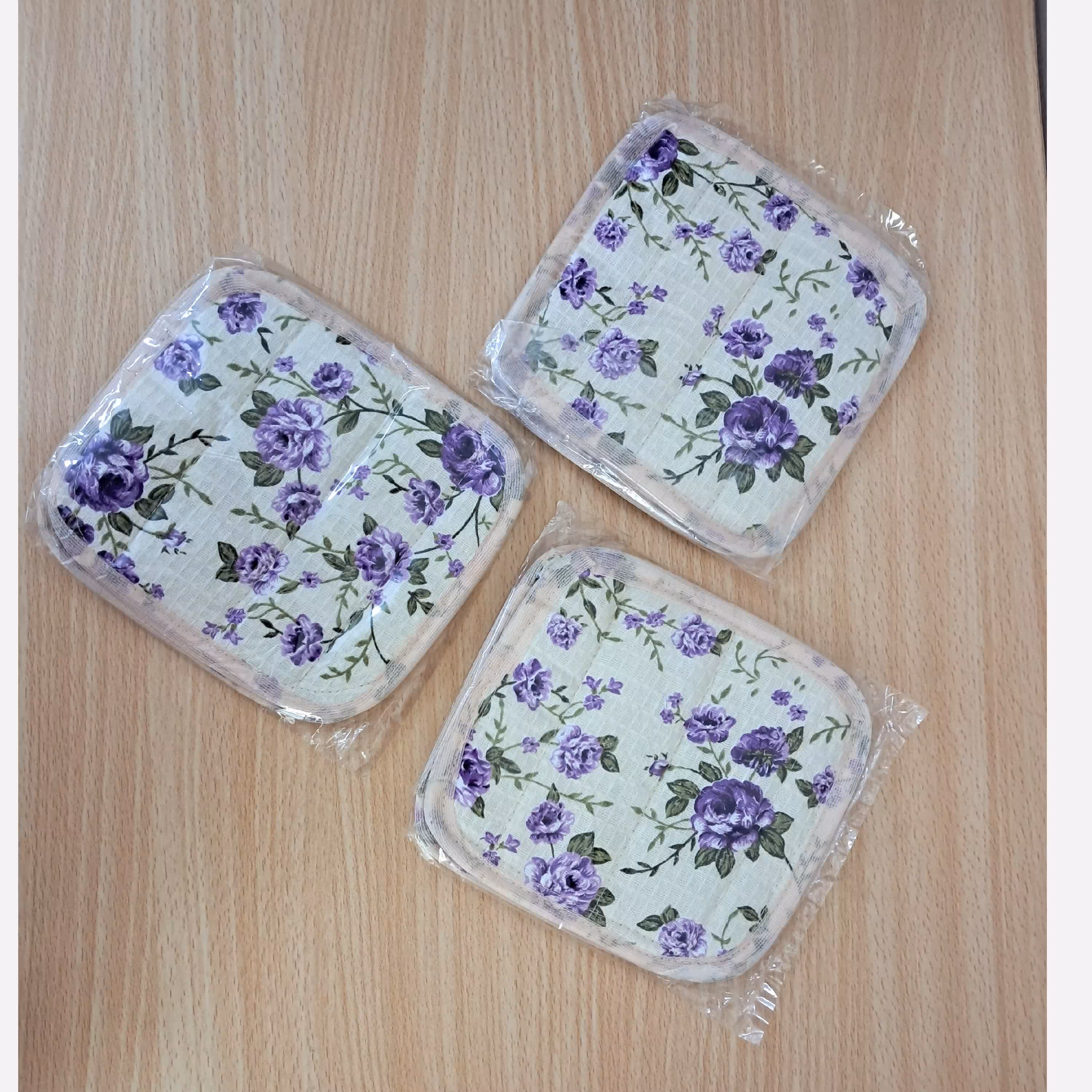 دستگیره آشپزخانه  نخ پنبه گل بنفش پک 6 عددی 