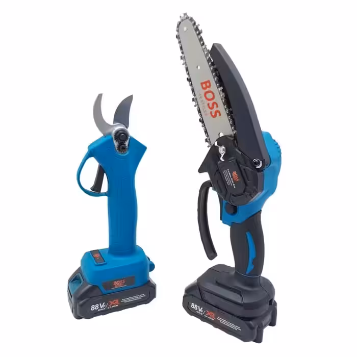 اره زنجیری شارژی و قیچی شارژی باس مدل LIFE_STYLE