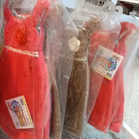  حوله دستی آشپزخانه طرح پیراهن عروسکی همراه آویز  رنگ صورتی