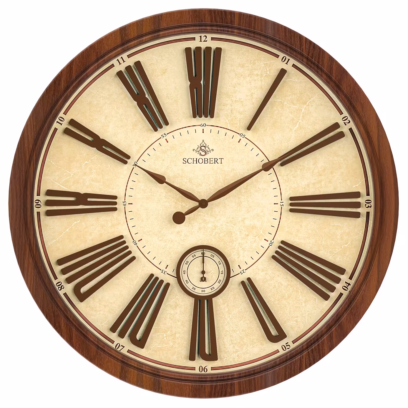 ساعت دیواری چوبی شوبرت مدل 6418 سایز 60