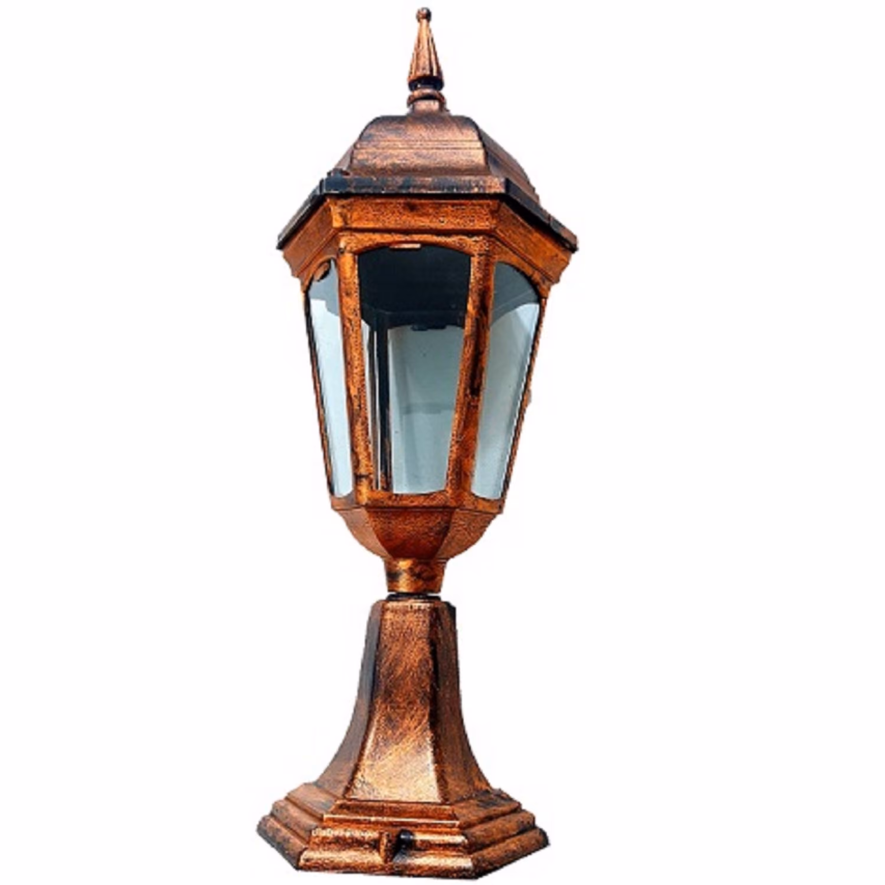 چراغ سردری حیاطی مدل رومی- رنگ مسی-جنس بدنه پلاستیک و شیشه