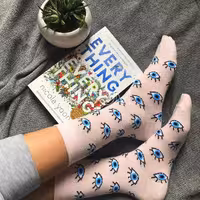 جوراب چشم نظر ساقدار  نخ پنبه فری سایز