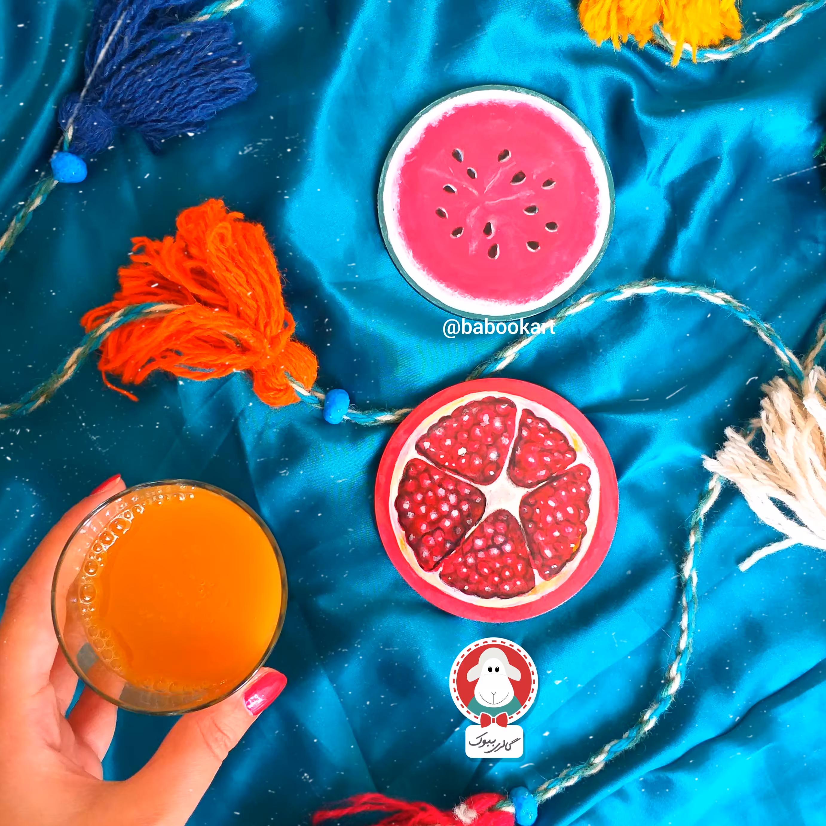 زیرلیوانی 2 عددی میوه ای قطر 10