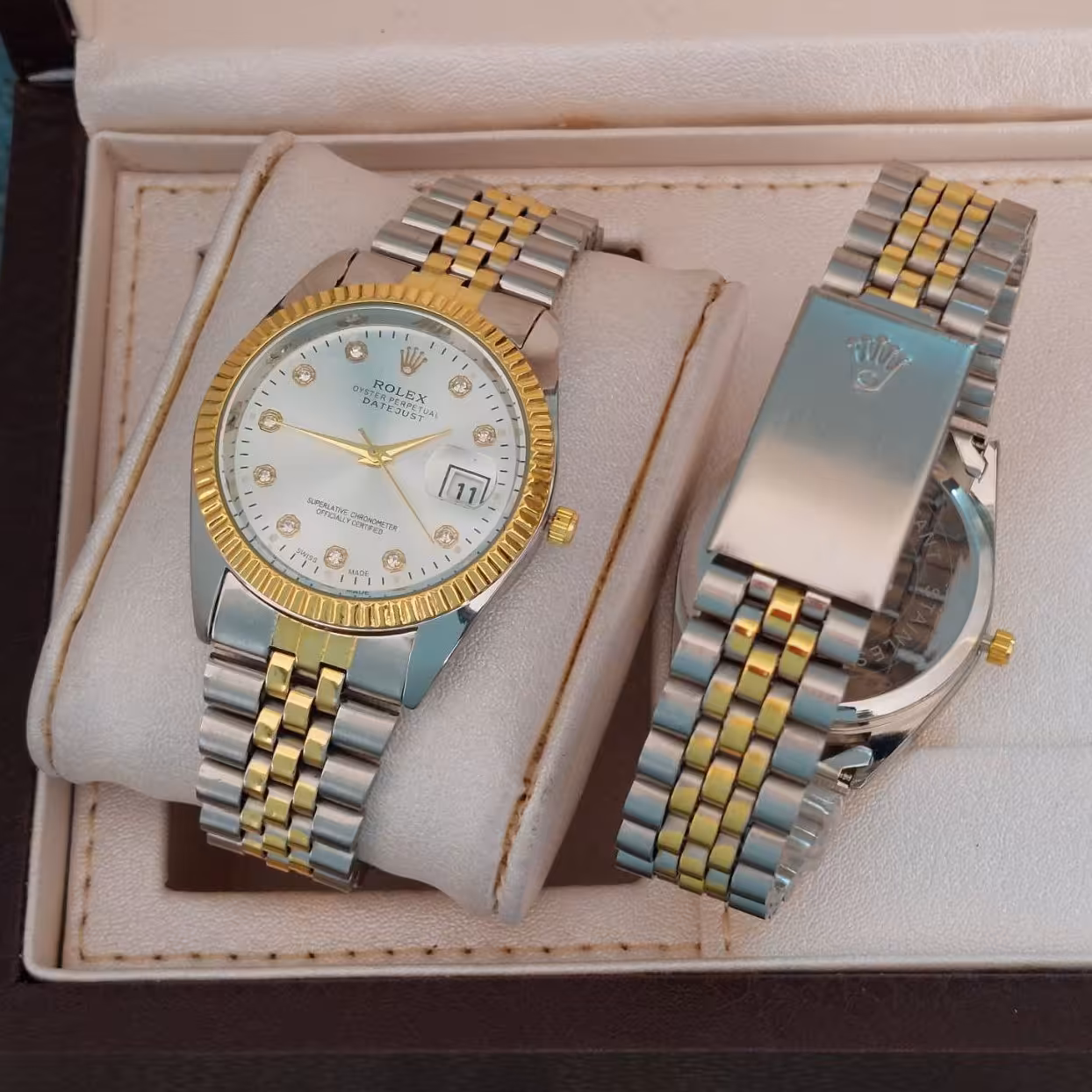 ساعت رولکس بند استیل دو تا ساعت زنانه مردانه 