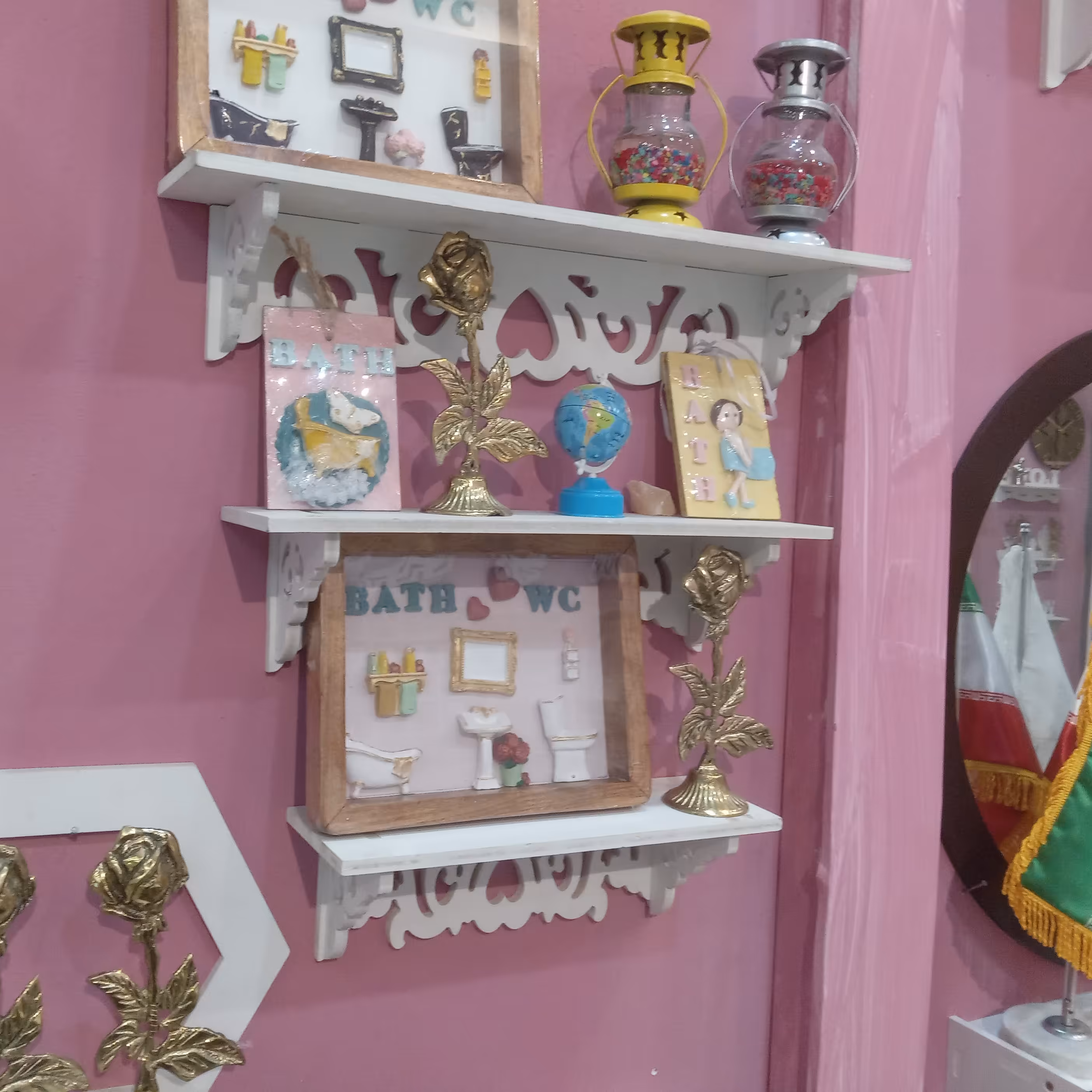 استند شلف طاقچه 3 سایز  طرح قلبی