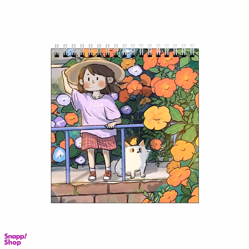 دفتر طراحی طرح دختر و گربه در باغ کد 8268265