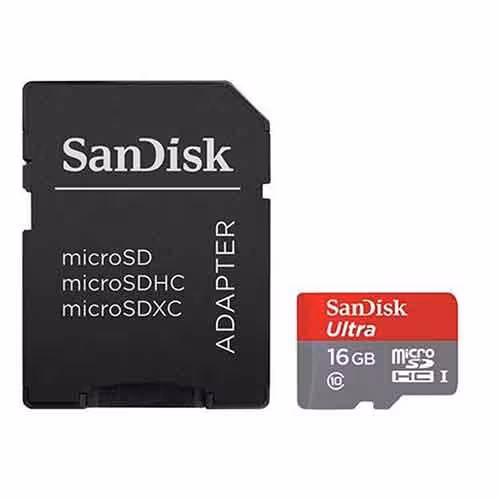 کارت حافظه microSDHC سن دیسک مدل Ultra کلاس 10 با آداپتور -16 گیگابایت