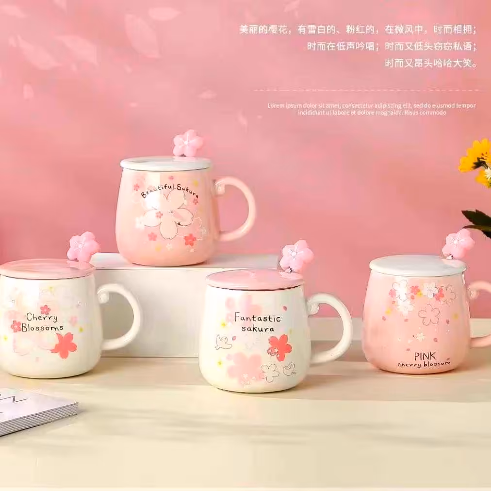 ماگ گل ، درب دار ، قاشق دار ، وارداتی ، کیفیت بی نظیر