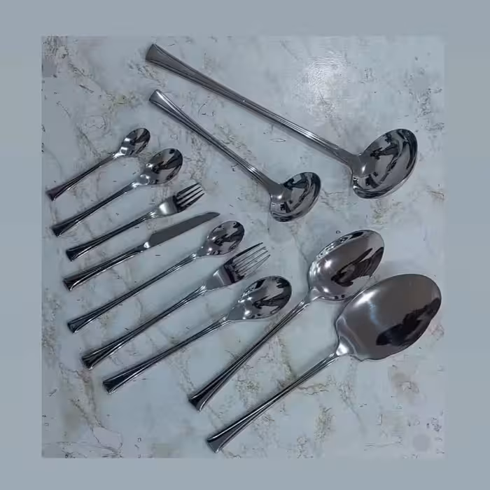 قاشق و چنگال 120  پارچه دهانه اروپایی مارک یونیک مدل نیو ناخنی سیلور 