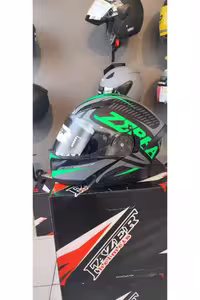کلاه کاسکت موتورسیکلت مشکی FARZE FR 965 فک سبز باز ATK