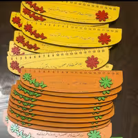 خط کش گل برجسته ام دی اف سایز خط کش و رنگ  حتی متن داخلش قابل تغییر 